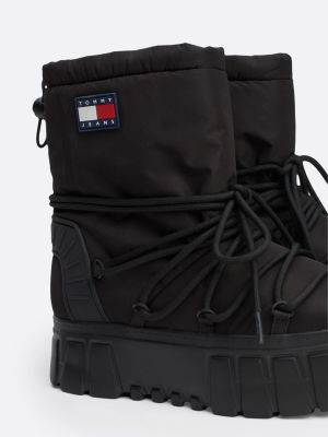 black warm lined hybrid snow boots for women tommy jeans