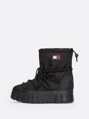 black warm lined hybrid snow boots for women tommy jeans