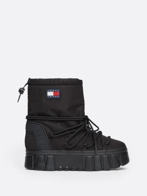 black warm lined hybrid snow boots for women tommy jeans