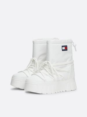 white warm lined hybrid snow boots for women tommy jeans