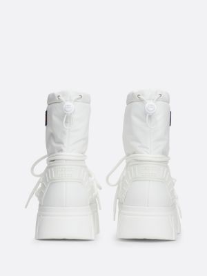 white warm lined hybrid snow boots for women tommy jeans