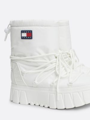 white warm lined hybrid snow boots for women tommy jeans