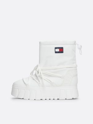 botas de nieve híbridas forradas blanco de mujeres tommy jeans