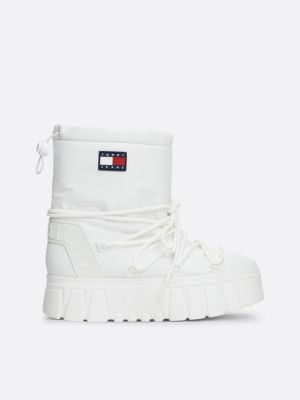 white warm lined hybrid snow boots for women tommy jeans