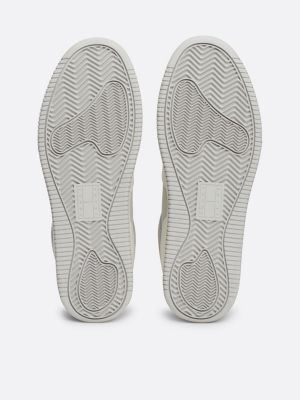 sneakers stile basket in pelle tono su tono grigio da donne tommy jeans