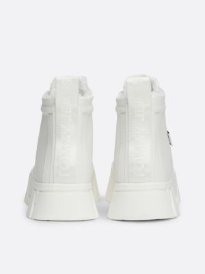 weiß high-top ledersneaker mit warmem innenfutter für damen - tommy jeans