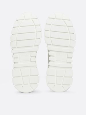 white warm lined leather high-top trainers for women tommy jeans