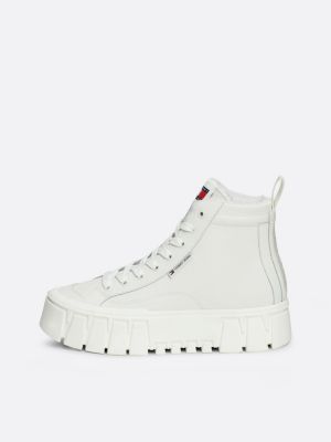 sneakers alte in pelle con interno caldo bianco da donne tommy jeans