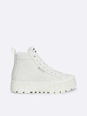 sneakers alte in pelle con interno caldo white da donne tommy jeans