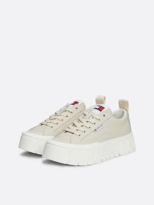 white leather flatform trainers for women tommy jeans