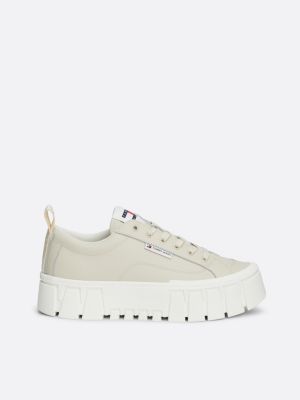 Leather Flatform Trainers White Tommy Hilfiger