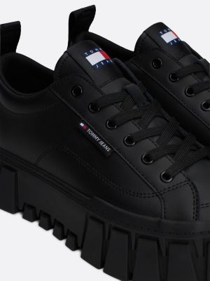 sneakers in pelle con suola alta nero da donne tommy jeans