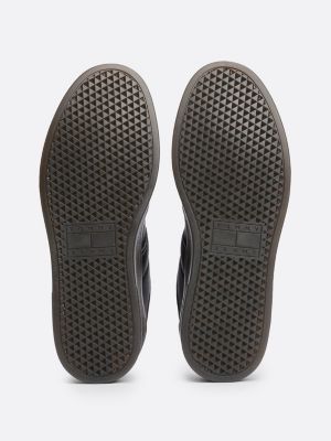 baskets the greenwich en cuir à logo noir pour femmes tommy jeans