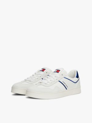 white the greenwich leather logo trainers for women tommy jeans