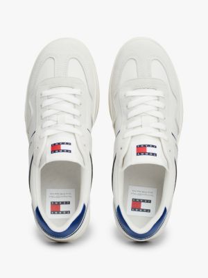 white the greenwich leather logo trainers for women tommy jeans