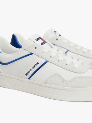 baskets the greenwich en cuir à logo bleu pour femmes tommy jeans