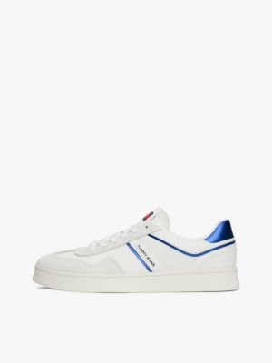 white the greenwich leather logo trainers for women tommy jeans