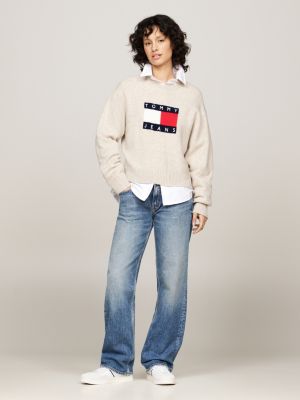 baskets the greenwich en cuir à logo bleu pour femmes tommy jeans
