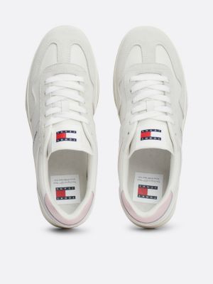 sneakers the greenwich in pelle con logo bianco da donne tommy jeans