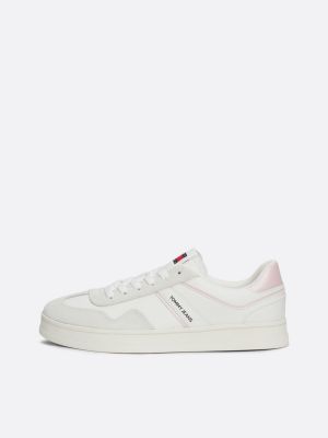 pink the greenwich leather logo trainers for women tommy jeans