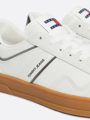 wit the greenwich leren sneaker met logo voor dames - tommy jeans