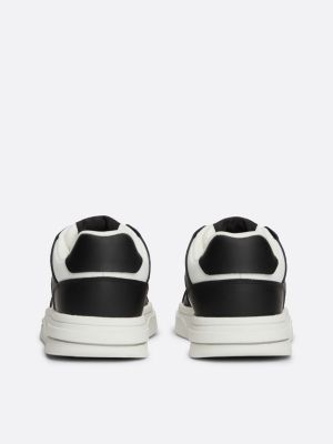 black the brooklyn leather contrast panel trainers for women tommy jeans