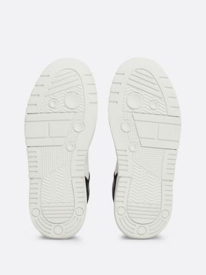 black the brooklyn leather contrast panel trainers for women tommy jeans