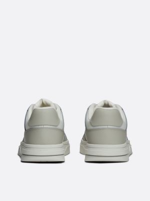 grey the brooklyn leather contrast panel trainers for women tommy jeans