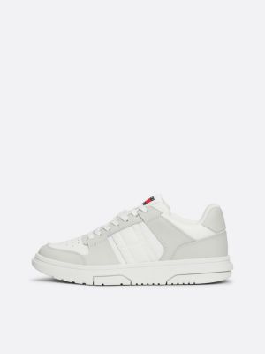 grey the brooklyn leather contrast panel trainers for women tommy jeans