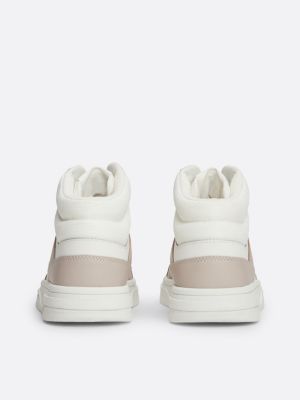 white the brooklyn leather high-top trainers for women tommy jeans