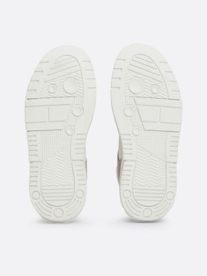 beige the brooklyn leather high-top trainers for women tommy jeans