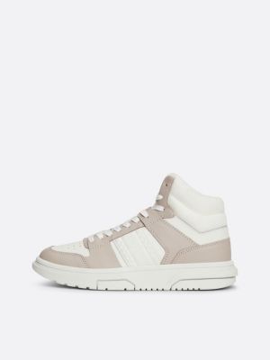 white the brooklyn leather high-top trainers for women tommy jeans