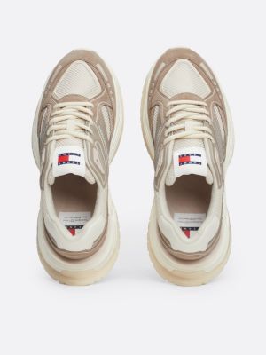 sneakers in pelle con suola spessa bianco da donne tommy jeans