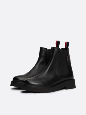 bottines chelsea en cuir noir pour femmes tommy jeans