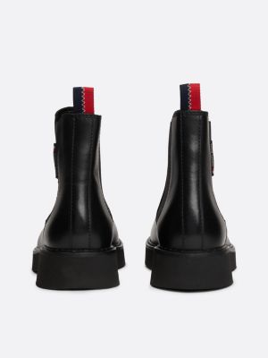 bottines chelsea en cuir noir pour femmes tommy jeans