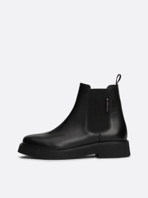 bottines chelsea en cuir noir pour femmes tommy jeans