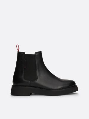 bottines chelsea en cuir noir pour femmes tommy jeans