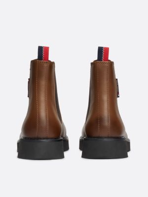 bottines chelsea en cuir marron pour femmes tommy jeans