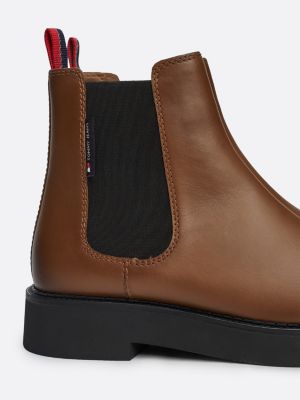 bottines chelsea en cuir marron pour femmes tommy jeans