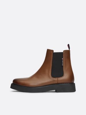 bottines chelsea en cuir marron pour femmes tommy jeans