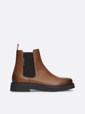 bottines chelsea en cuir marron pour femmes tommy jeans