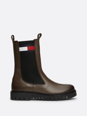 Leather Cleat Mid Chelsea Boots Brown Tommy Hilfiger