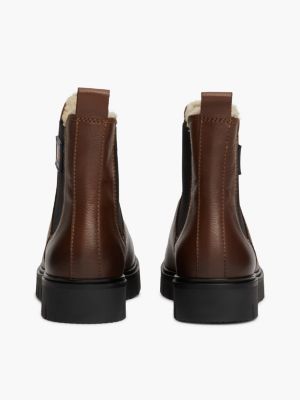 zwart leren chelsea boot met warme voering voor dames - tommy jeans