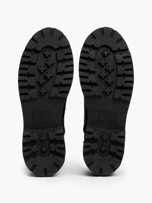 bottines en cuir à lacets et semelle épaisse noir pour femmes tommy jeans