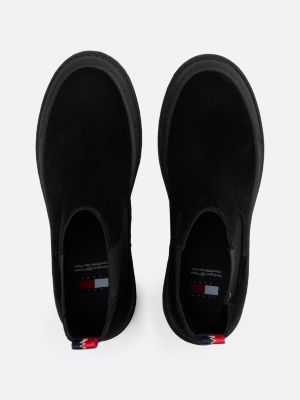 black suede cleat chelsea boots for women tommy jeans