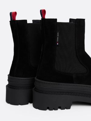 black suede cleat chelsea boots for women tommy jeans