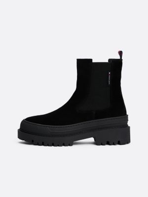 black suede cleat chelsea boots for women tommy jeans