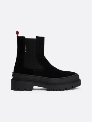 black suede cleat chelsea boots for women tommy jeans