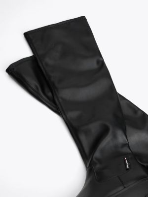 black lightweight cleat over-knee boots for women tommy jeans