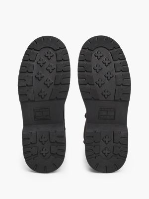 bottines chelsea mi-mollet en cuir crantées noir pour femmes tommy jeans